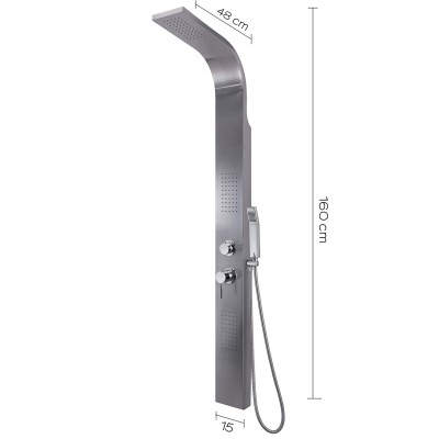 GEDY PANNELLO DOCCIA MULTIFUNZIONE MASSAGE IN ACCIAIO INOX cm. 158x18
