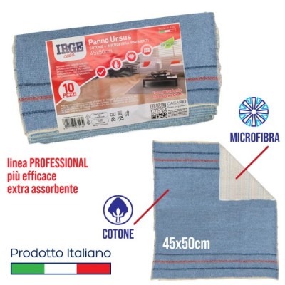 IRGE PANNO DI COTONE IN MICROFIBRA PER PAVIMENTI URSUB CM. 45x50