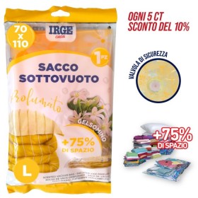 IRGE SACCO BUSTA SOTTOVUOTO PROFUMATO JASMINE CON VALVOLA DI SICUREZZA CM. 70x110 IRGE SACCO BUSTA SOTTOVUOTO PROFUMATO JASMINE CON VALVOLA DI SICUREZZA CM. 70x110