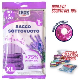 IRGE SACCO BUSTA SOTTOVUOTO PROFUMATO LAVANDA CON VALVOLA DI SICUREZZA CM. 80x120 IRGE SACCO BUSTA SOTTOVUOTO PROFUMATO LAVANDA CON VALVOLA DI SICUREZZA CM. 80x120