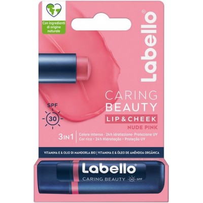 LABELLO CARING BEAUTY LIP&CHEEK SPF30 3IN1 NUDE PINK PER LA CURA DELLE LABBRA
