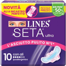 LINES SETA ULTRA ASSORBENTI CON ALI 10 LINES SETA ULTRA ASSORBENTI CON ALI 10