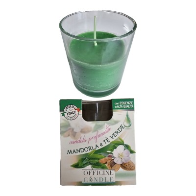 Candela profumata Mandorla te verde con bicchiere
