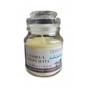 Candela profumata Fiore di Cotone con bicchiere cm. 7x10 Candela profumata Fiore di Cotone con bicchiere cm. 7x10