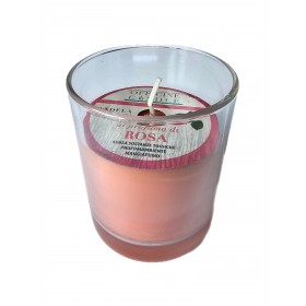 Candela profumata Rosa con bicchiere Candela profumata Rosa con bicchiere