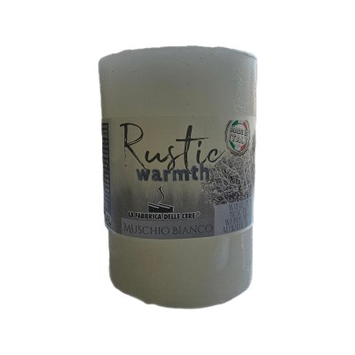 CANDELA DI CERA RUSTICO PROFUMATA MUSCHIO BIANCO CM. 7x10h