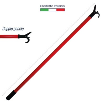 IRGE ASTA APPENDIABITI IN PLASTICA ROSSA CON DOPPIO GANCIO CM. 150