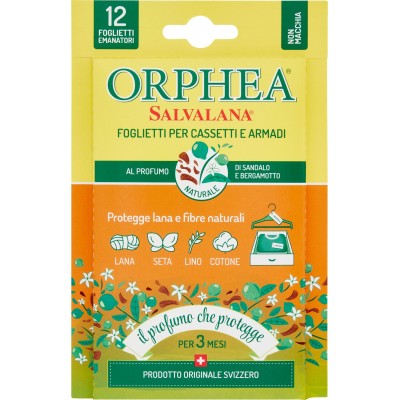 ORPHEA SALVALANA PER CASSETTI E ARMADI SANDALO E BERGAMOTTO 12 FOGLIETTI