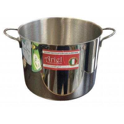 PENTOLA ALTA IN ACCIAIO INOX 18/10 CON MANICI E FONDO IN ALLUMINIO SENZA COPERCHIO CM. 28