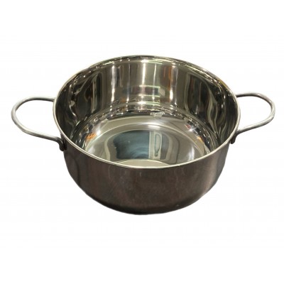 PENTOLA IN  ACCIAIO INOX 18/10 CON MANICI E FONDO IN ALLUMINIO SENZA COPERCHIO CM. 24