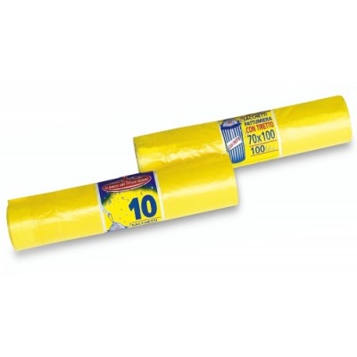 PETERPANPLAST SACCHI NETTEZZA PROFUMATI CON TIRETTO GIALLO 70X100 10PZ