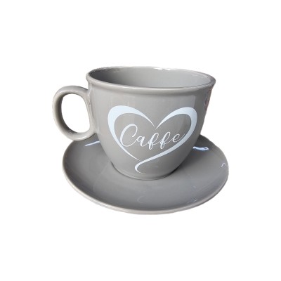 PORTACIALDE TAZZONE GRIGIO LUCIDO SCRITTA CAFFE  23042H