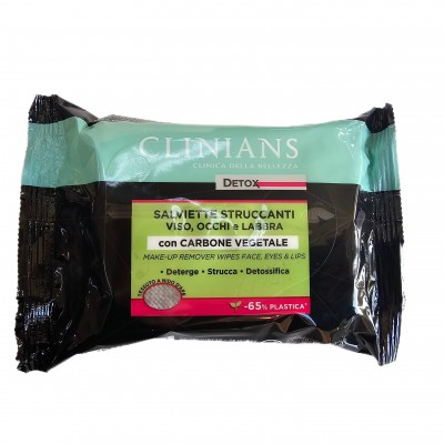 CLINIANS SALVIETTE STRUCCANTI DETOX – VISO, OCCHI E LABBRAA 25PZ