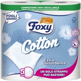 FOXY COTTON CARTA IGIENICA EXTRA ASSORBENTE 5 VELI 4 ROTOLI FOXY COTTON CARTA IGIENICA EXTRA ASSORBENTE 5 VELI 4 ROTOLI