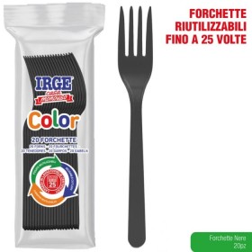 IRGE FORCHETTE DI PLASTICA PP COLORE NERO 20 PZ IRGE FORCHETTE DI PLASTICA PP COLORE NERO 20 PZ