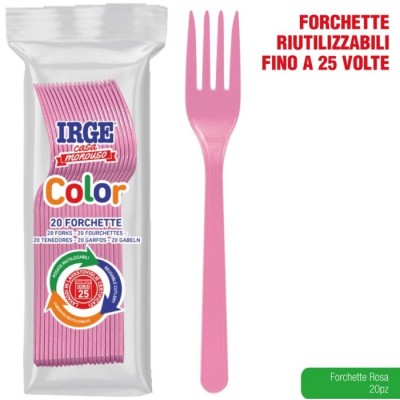IRGE FORCHETTE DI PLASTICA PP ROSA PZ. 20