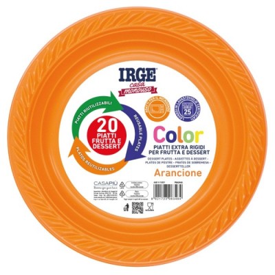 IRGE PIATTI DI PLASTICA DESSERT ORANGE PZ. 20