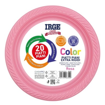 IRGE PIATTI DI PLASTICA PIANI ROSA PZ. 20