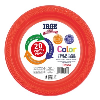 IRGE PIATTI DI PLASTICA PIANI ROSSI RIUTILIZZABILI PZ. 20