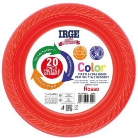 IRGE PIATTI DI PLASTICA RIUTILIZZABILI DESSERT ROSSI PZ. 20 IRGE PIATTI DI PLASTICA RIUTILIZZABILI DESSERT ROSSI PZ. 20