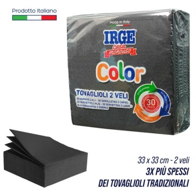 IRGE TOVAGLIOLI DI CARTA 2 VELI CM. 33x33 NERO PZ. 30