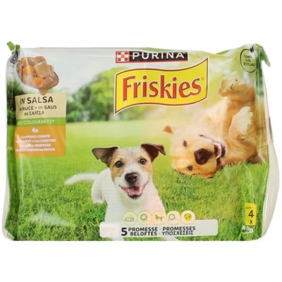 FRISKIES BOCCONCINI PER CANE IN SALSA CANE POLLO E CAROTE 4X85GR