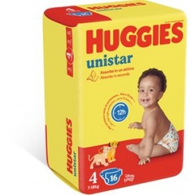 HUGGIES PANNOLINI UNISTAR 4 (7-18KG) 16 HUGGIES PANNOLINI UNISTAR 4 (7-18KG) 16