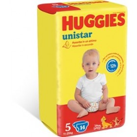 HUGGIES UNISTAR PANNOLINI 5 (11-25KG) 14 HUGGIES UNISTAR PANNOLINI 5 (11-25KG) 14