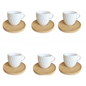 SET 6 TAZZINE CAFFE CON PIATTINO IN BAMBOO