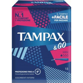 TAMPAX & GO ASSORBENTI MINI CON APPLICATORE PZ. 18 TAMPAX & GO ASSORBENTI MINI CON APPLICATORE PZ. 18