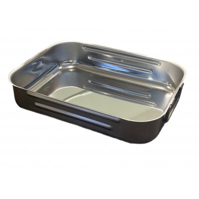 TEGLIA ALTA RETTANGOLARE PESANTE IN ACCIAIO INOX CM. 35x26