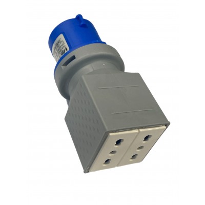 VB-ELECTRIC ADATTATORE SPINA INDUSTRIALE 2 POLI E 16A 230V E DUE PRESE BIVALENTE 10/16A