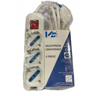 VB-ELECTRIC MULTIPRESA 3 PRESE SCHUKO 10/16A CON INTERRUTTORE E SPINA 16A