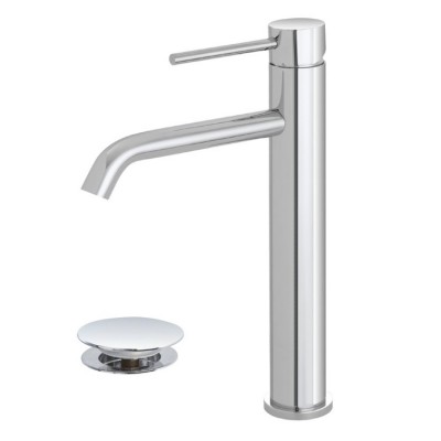 FERIDRAS MISCELATORE LAVABO ALTO IN ACCIAIO INOSSIDABILE SERIE NUEGO COMPLETO DI PILETTA
