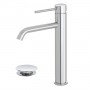 FERIDRAS MISCELATORE LAVABO ALTO IN ACCIAIO INOSSIDABILE SERIE NUEGO COMPLETO DI PILETTA
