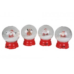 AMPOLLA DI NATALE CON LUCE MUSICA E NEVE DIAM. CM. 20x24 ASSORTITI