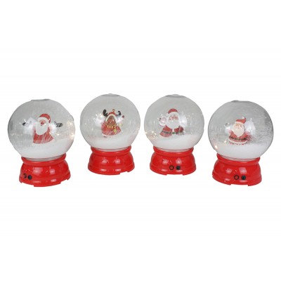 AMPOLLA DI NATALE CON LUCE MUSICA E NEVE DIAM. CM. 20x24 ASSORTITI