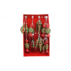 APPENDINO DECORO NATALE COLORE ROSSO/VERDE 4 ASSORTITI