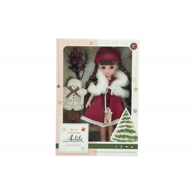 BAMBOLA DI NATALIZIA CON VESTITO COLORE ROSSO CM. 30