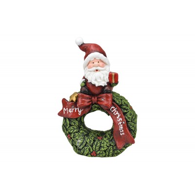 BABBO DI NATALE CON CORONA E LUCI A LED CM. 42,7 COLORE ROSSO