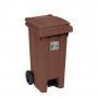 BIDONE NETTEZZA URBANA QUADRATO CON RUOTE E PEDALE LT. 120 MARRONE TERRA