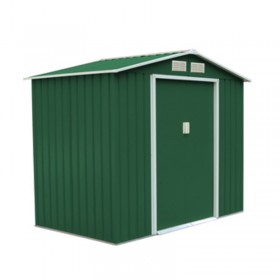 CASETTA RICOVERO PORTA ATTREZZI IN LAMIERA ZINCATA E PREVERNICIATA CM. 277x191x202h.