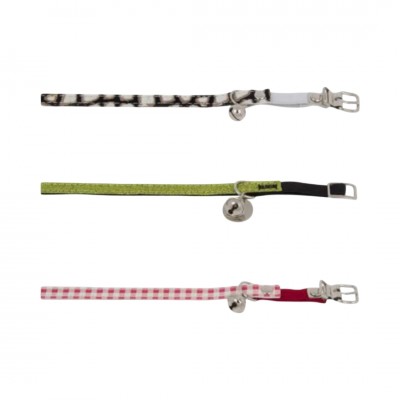COLLARE PER GATTI CON CAMPANELLINO COLORE MIX   MM. 10x30cm.