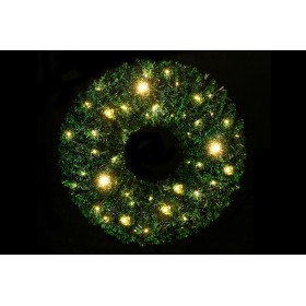 CORONA VERDE DECORATIVO DI NATALE CON 30LED LUCE BIANCO CALDO CM. 40