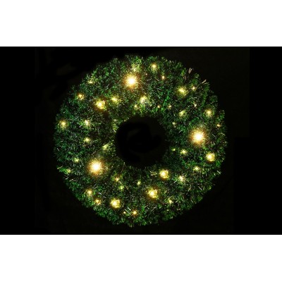 CORONA VERDE DECORATIVO DI NATALE CON 30LED LUCE BIANCO CALDO CM. 40