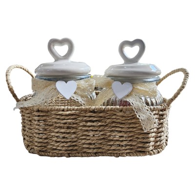 DC CASA BARATT.VETRO CON CESTO 550ML 2PZ 26X14X17