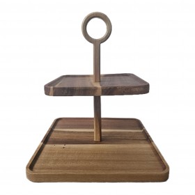 DC CASA BLACK WOOD ALZATA ACACIA 2PIANI 18X18-24X24CM