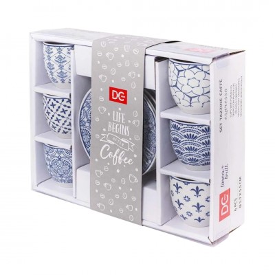 DC CASA TAZZINA CAFFE 90CC+PIATT. 11CM 6PZ BLU