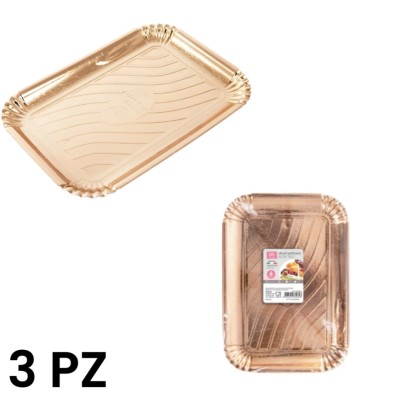 DC CASA VASSOIO RETTANGOLARE ORO CM. 18,8x26,8 PZ. 3