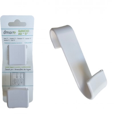 DIMORAE GANCIO "S" PLAST. 12X3.3CM BIANCO